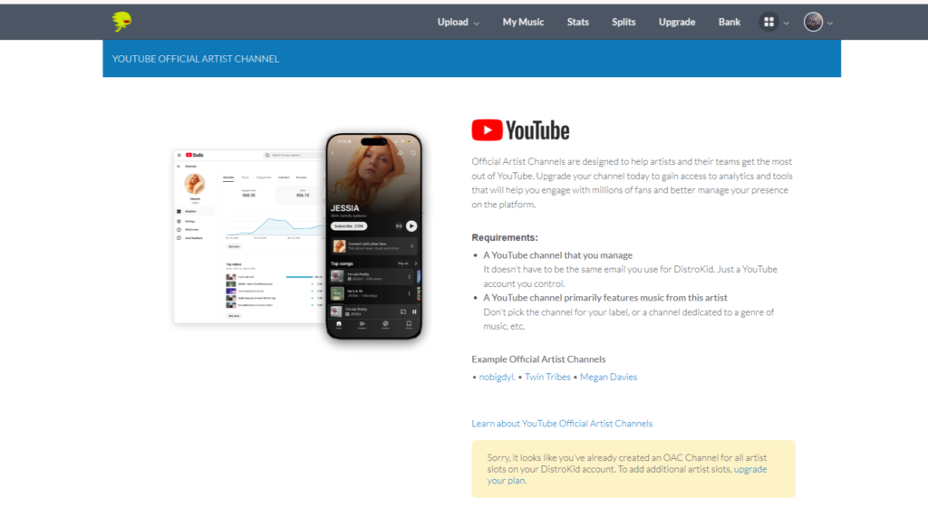 DistroKid _ Claim YouTube Artist