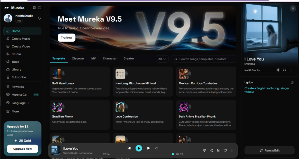 Mureka AI _ Generate music ai , music video, edit music, write lyrics 